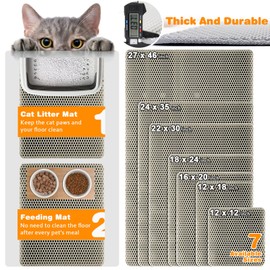 Waterproof Cat Litter Mat, Double Layer EVA, Odor-Free Large Grid, Urine Proof, Easy Cleanup 24 x 35