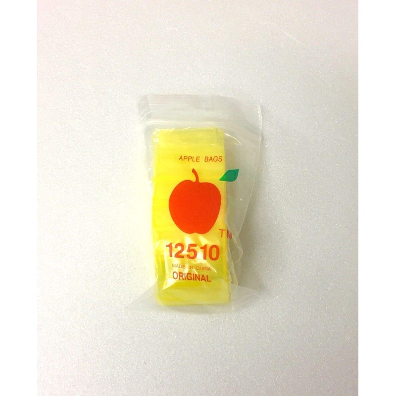 12510 (1.25"X1") Yellow Color Apple Brand Bags Mini ZipLock Baggies,
