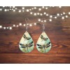Twisted R Design Black Dragonfly Print Wood Dangle Teardrop Print