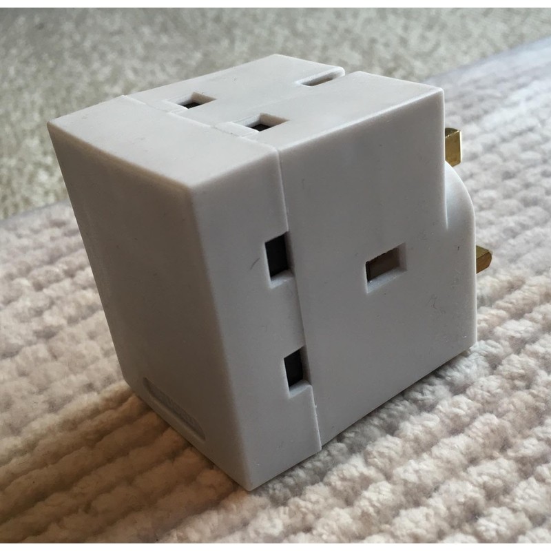 Multi Socket Plug Adaptor, Two Sockets, 5 x 5 x