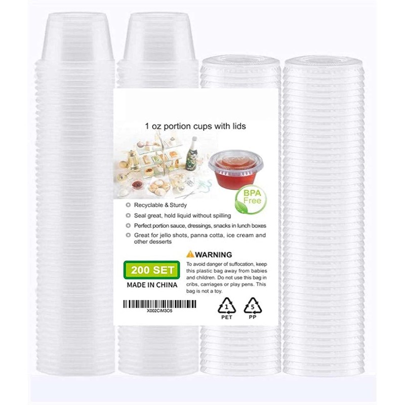 TashiLiving 200-1oz Clear Polypropylene Small Plastic Containers | cups |