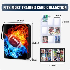 TsuiWah Football Card Binder with Sleeves, 9-Pocket Trading Card Holder Card Collectors Album Hold Up to 900 Cards, Card Folder Fit for Football Baseball Basketball Cards Sport Trading Cards, TCG, MCG