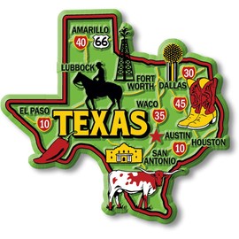 Texas Colorful State Magnet by Classic Magnets, 3.5" x 3.3", Collectible 3D Rubber Vintage-Style Souvenirs and Gifts Made in The USA