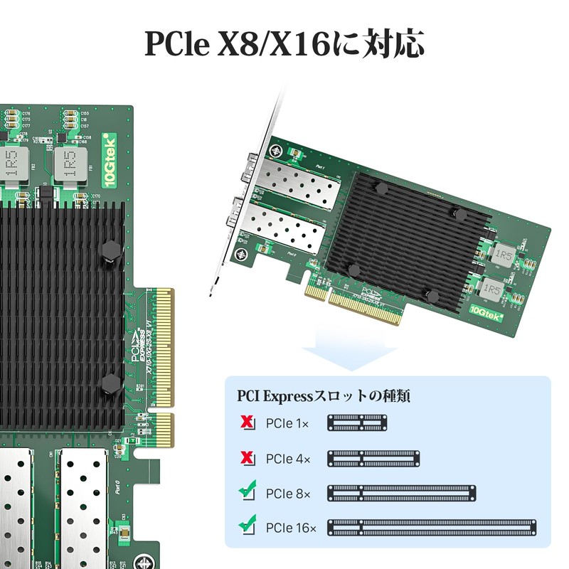 10Gtek 10G PCI-E NIC Network Card, Intel X710-DA2 Compatible, Dual