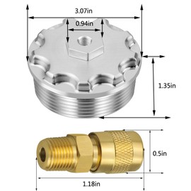 Kujunpao Fuel Filter Cap With Fuel Pressure Port Aluminum Compatible for Ford Powerstroke Diesel 6.0L F250 F350 F450 F550 F650 F750 2003-2007
