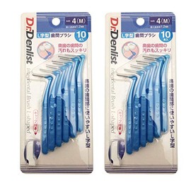 Teeth Brushes, L-Shaped, 4 (M) 10 x 2 (20 pieces total), Minimum Passage Diameter: 0.05 inches (1.2 mm), Dr. Denisto Shape, Intertooth Cleaning, Toothpicks