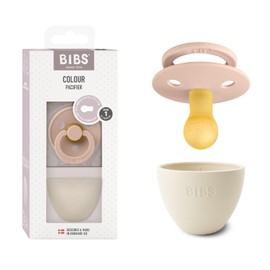 BIBS 100244IK Blush Natural Rubber Pacifier with Cap, Color Size 1 (0-6 Months) (Genuine Japanese Product) BPA Free, Arch Shape to Reduce Friction, Round Nipple Similar to the Chest
