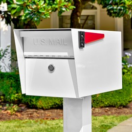 Mail Boss 7509 Mail Manager Curbside Locking Security Mailbox, Alpine White