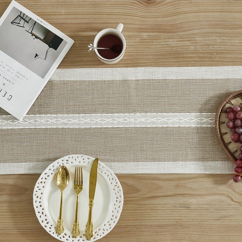 Wracra Embroidered Table Runner Linen Table runners 36 inches Long