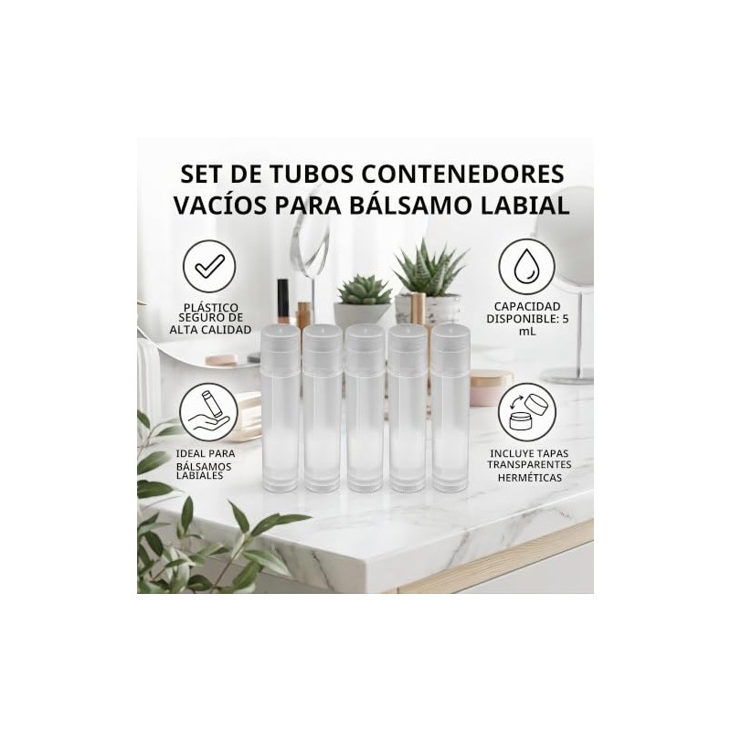 100pcs Transparente Bálsamo Labial Botella, 5ml Portátil Plástico Vacío Brillo