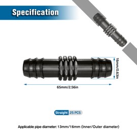 VooGenzek 25 PCS 16mm Garden Barbed Connector, Plastic Drip Irrigation Hose Connector, Barb Drip Pipe Connector, Drip Irrigation Joint Connectors, for Garden Irrigation Systems, Straight