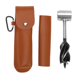 Bushcraft Auger Carbon Steel High Hardness Multi Purpose Hand Auger with PU Leather Pouch for Camping Adventure Outdoor