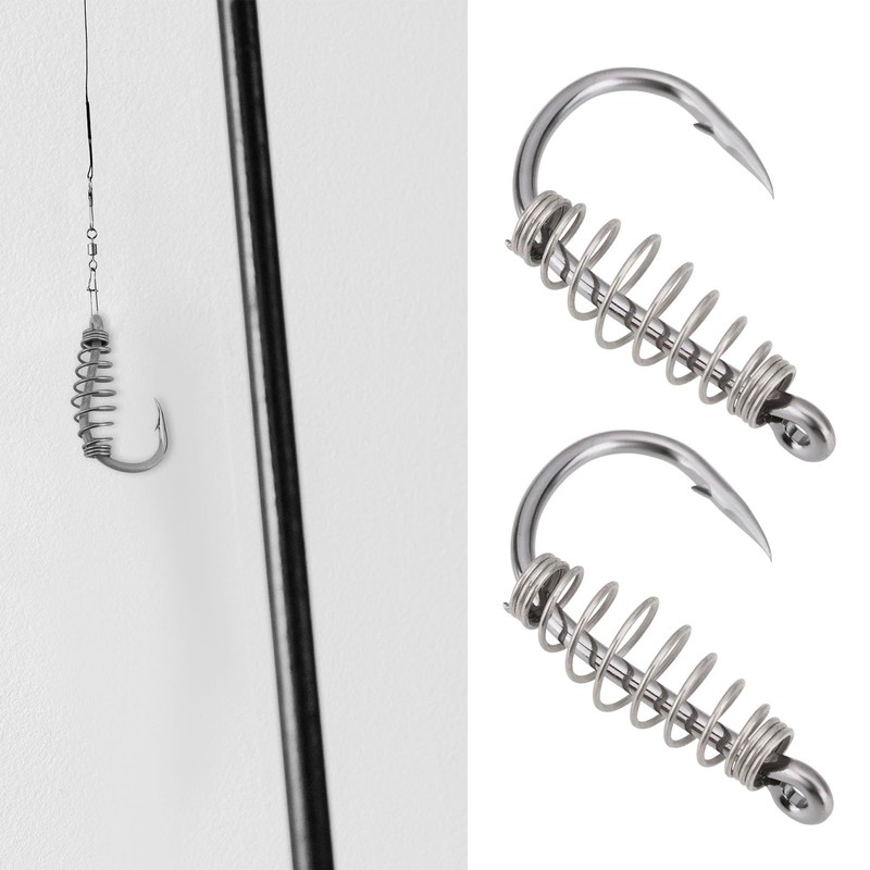 eMagTech 20pcs Black Spring Fishing Hooks Size 10# High Carbon