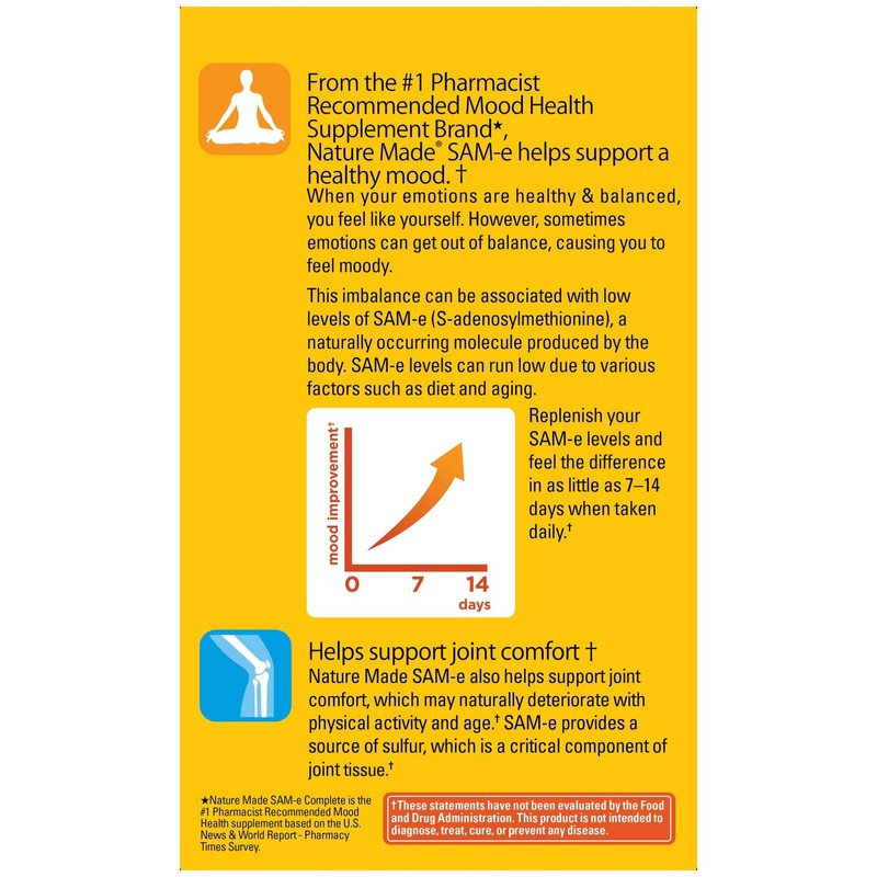 Nature Made SAM-e Complete 400 mg, Dietary Supplement for Mood