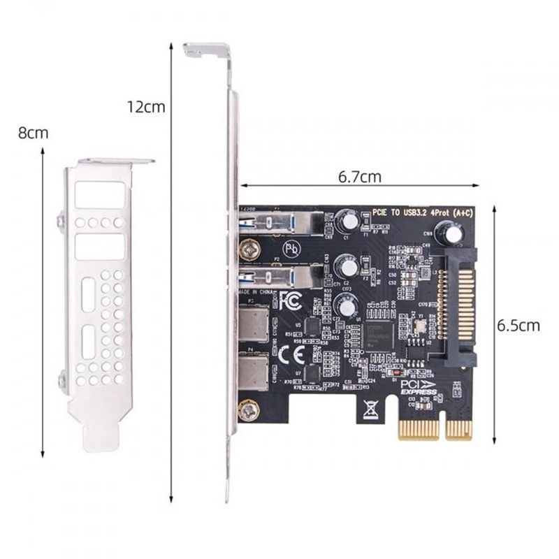 CY Card USB3.1 Gen1 5Gbps Dual Type-A and Type-C USB-C