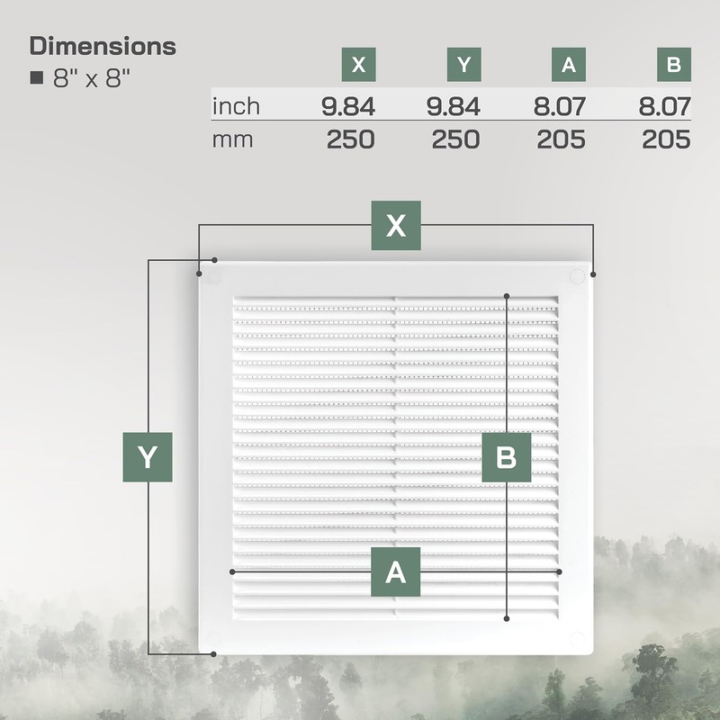 Vent Systems 8" x 8" Inch (Opening Dimensions) - Pack