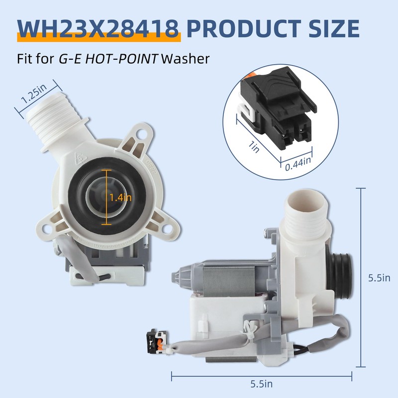 WH23X28418 290d1201g003 290d1201g001 Washer Drain Pump & Motor Assembly Replacement