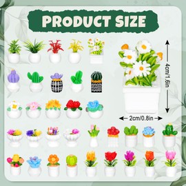 FYSUIMU 35Pcs Miniature Dollhouse Potted Plants Accessories Mini Artificial Plant Flower Cactus for DIY Dollhouse Decor Micro Landscape Garden Bonsai