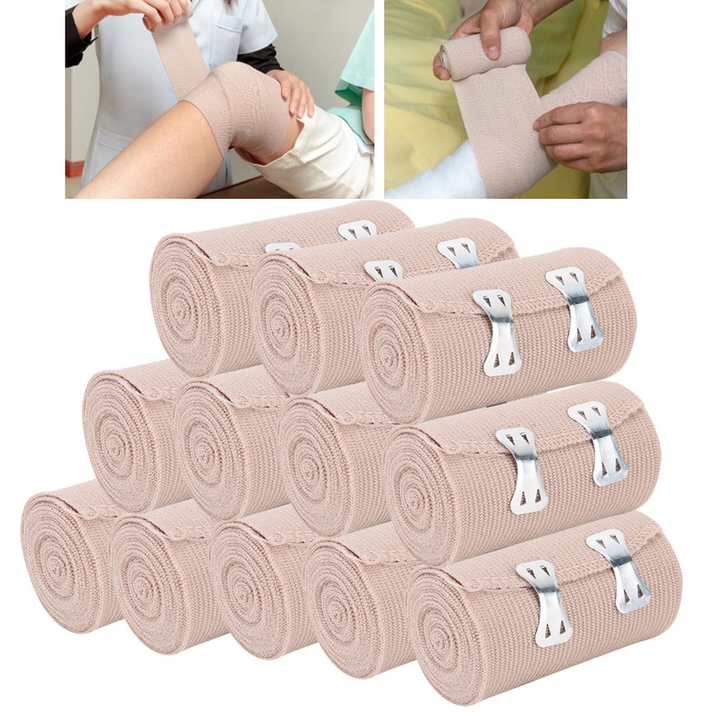 12pcs 7.5cm x 4.5m Elastic Bandage Wound Dressing Comfortable Emergency