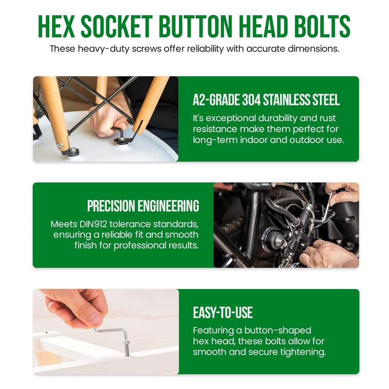 Rubigo M6 Bolts, M6 x 70mm Hex Socket Button Head