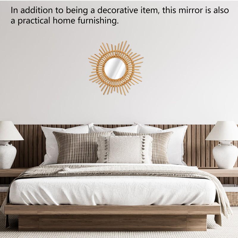 Wall Decor Rattan Mirror Star Shape Unique Simple Handwoven Mirror