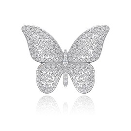Yifnny Butterfly Brooch for Women, Insect Butterfly Pins Shawl Pin Clip Flashing Butterfly Jewelry Fashion Brooch Wedding Accessories Sweater Scarf Brooch for Women (Style 3 Silver)