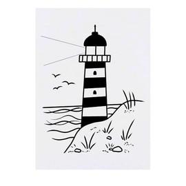 'Coastal Lighthouse Scene' Temporary Tattoo - Water Resistant, Skin-Safe, Non-Toxic Transfer (TO00082827)