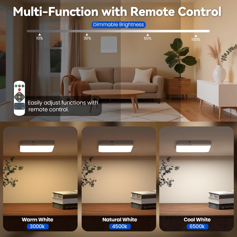 KINDEEP Motion Sensor Ceiling Light: Battery Operated Ceiling Light Wireless