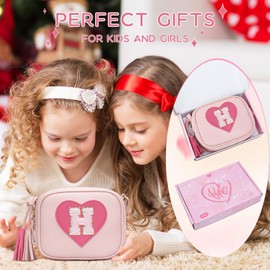 KKXIU Kids Purse Toddler Gifts for Girls and Women Vegan Leather Crossbody Bag with Tassel, Box