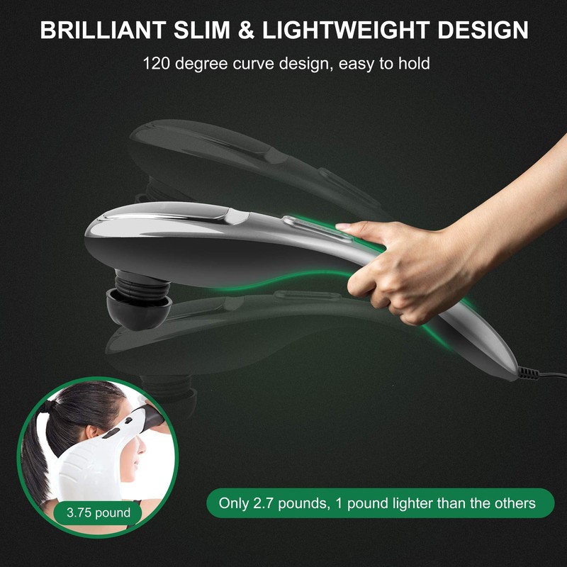 MEGAWISE Handheld Back Massager | Deep Tissue Percussion Massage for