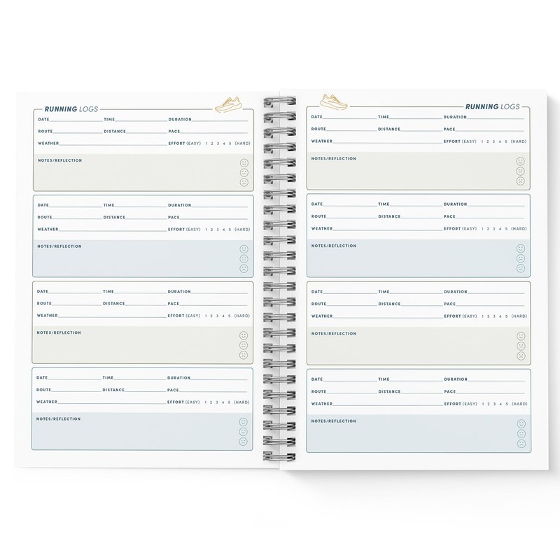 KNDRD Running Logbook, A5, Wire-Bound, Daily Entries, Record Details