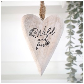 Wild & Free. Solid Wood Hanging Heart. Affirmation Uplifting Mental Health Reminder. Home Decor. Floral Tree Decoration Ornament. Friend Daughter Sister Aunt