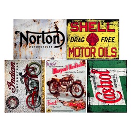 Vintage Classic Bike Sign Collection (5 pack), Garage Signs, Gift for Him, Home Pub, Indoor and Outdoor