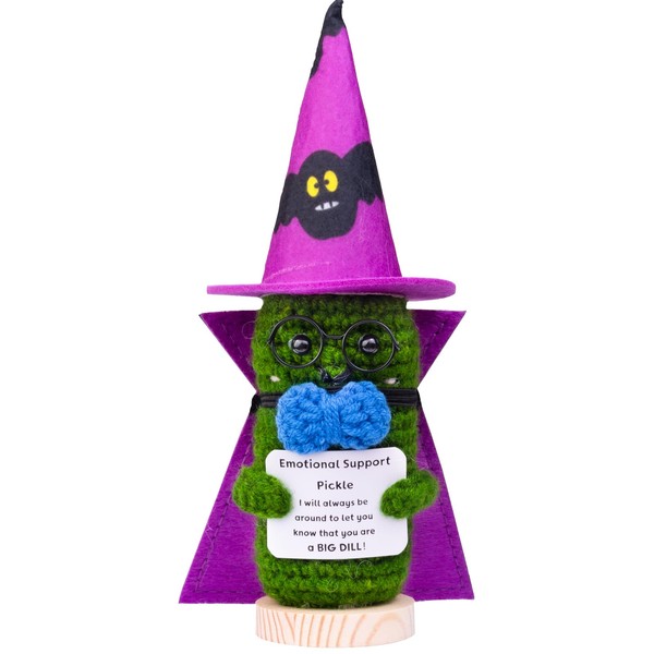 CoFuBcad Halloween Funny Emotional Support Cucumber Witch Hat and Cloak