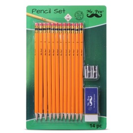 Mr. Pen - Lápiz con juego de borrador, borradores de lápiz, lápiz y afilador, borrador para niños, borrador de lápiz, bolsa de lápices, juego de lápices y sacapuntas, lápices mecánicos 0.7, estuche de lápices, tapas de borrador