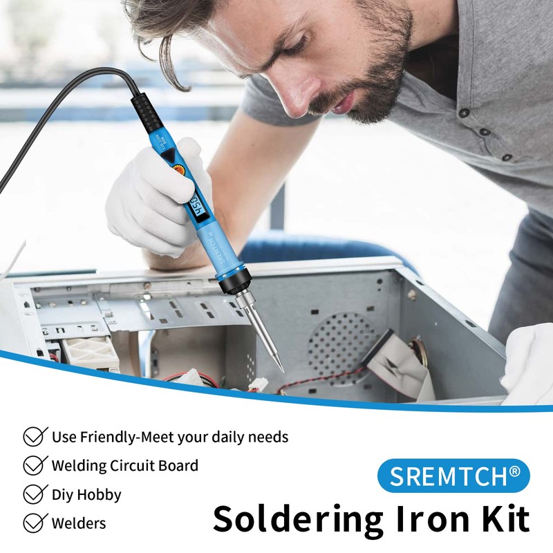 Electronics Soldering Iron Kit, SREMTCH 80W LCD Digital Soldering Gun