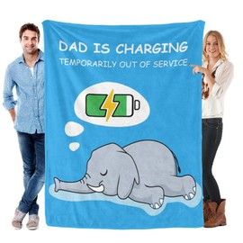 Kendt Dad is Charging Blanket,Birthday Gifts for Dad from Son Daughter,Father Papa Daddy Gifts for Valentine's Christmas Fathers Day,Funny Fuzzy Fleece Throw Blanket (Elephant Blanket 60"x50")