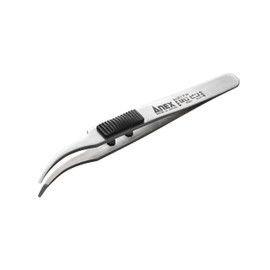 ANEX Stainless Steel Tweezers with Rubber Grip, 4.7 inches (120 mm), Round Eagle Shape, Easy to Read Tip Bend, No.217-H [Provides a Firm Grip Due to Unevenness and Convex! Does Not Repel Fine Parts]