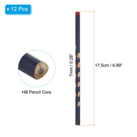 PATIKIL Round Pencils, 12 Pack Triangle HB Graphite Pencil Hole Design Woodcase Wooden Pencils with Red Head for Classroom Office Writing Drawing Supplies, Dark Blue