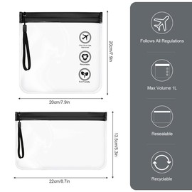 MOSNOW 5 Packs TSA Certified Transparent Cosmetic Bag, Toiletry Bag, for Travel Accessories, 3 Large Liquid Bags, Hand Luggage 22 x 20 cm, 2 Small 22 x 13.5 cm, Suitable for Men and Women, Transparent