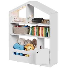 Unbranded 3 Tier Kids Bookshelf Toy Storage Organizer with Motion Sensor Light Book Rack