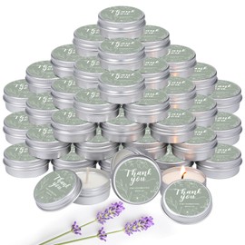 MTLEE 50 Pcs Thank You Candles Gift Wedding Favors Baby Shower for Guests 1 oz Lavender Scented Soy Wax Candle Aromatherapy Candle Favors for Bridal Baby Shower(Sage Green,Floral)