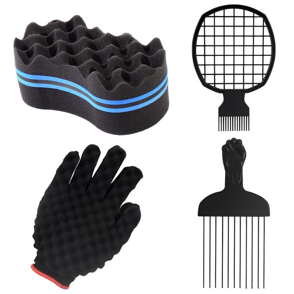 Hair Sponge for Curls, Hair Sponge, 4 in 1 Afro