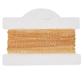 Beebeecraft 5M/16.4 Feet 2.1mm 18K Gold Plated Brass Flat Cable Chain Bulk Link Long Chain Necklace Findings for DIY Jewelry Making Supplies