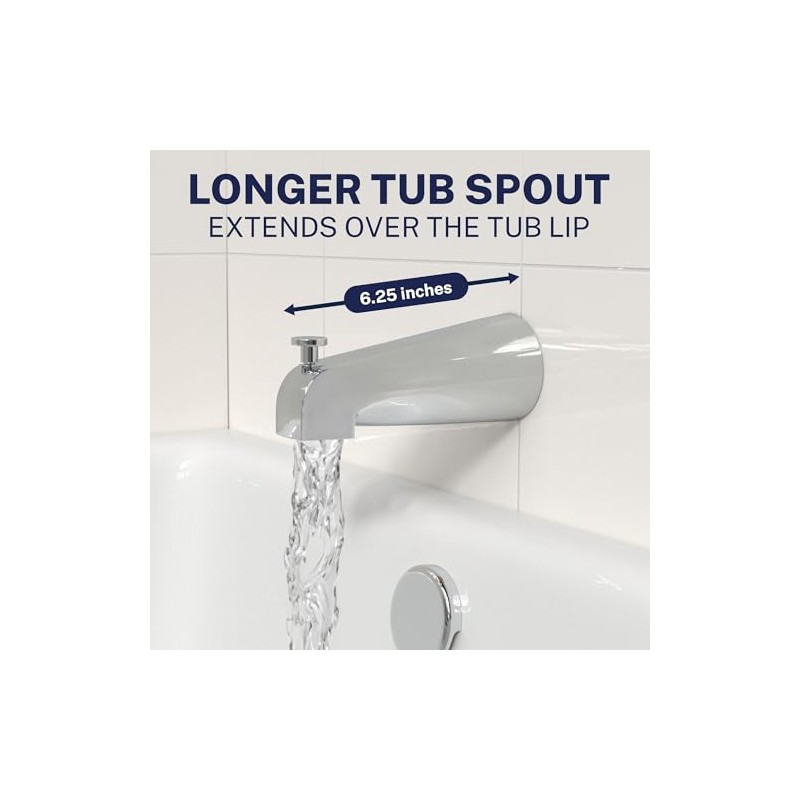 HammerHead Showers Solid Metal Tub Spout with Diverter, Slip On
