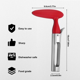 Apple Corer, Apple Corer Remover with ABS Handle and Serrated Stainless Steel Blade, Easy-to-Use Apple Core Remover for Suitable for Home and Kitchen use - Red