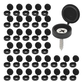 200 Pcs Plastic Screw Head Covers, Black Screw Caps, Fold Snap Covers Washer Flip Tops for Covering Heads (M)