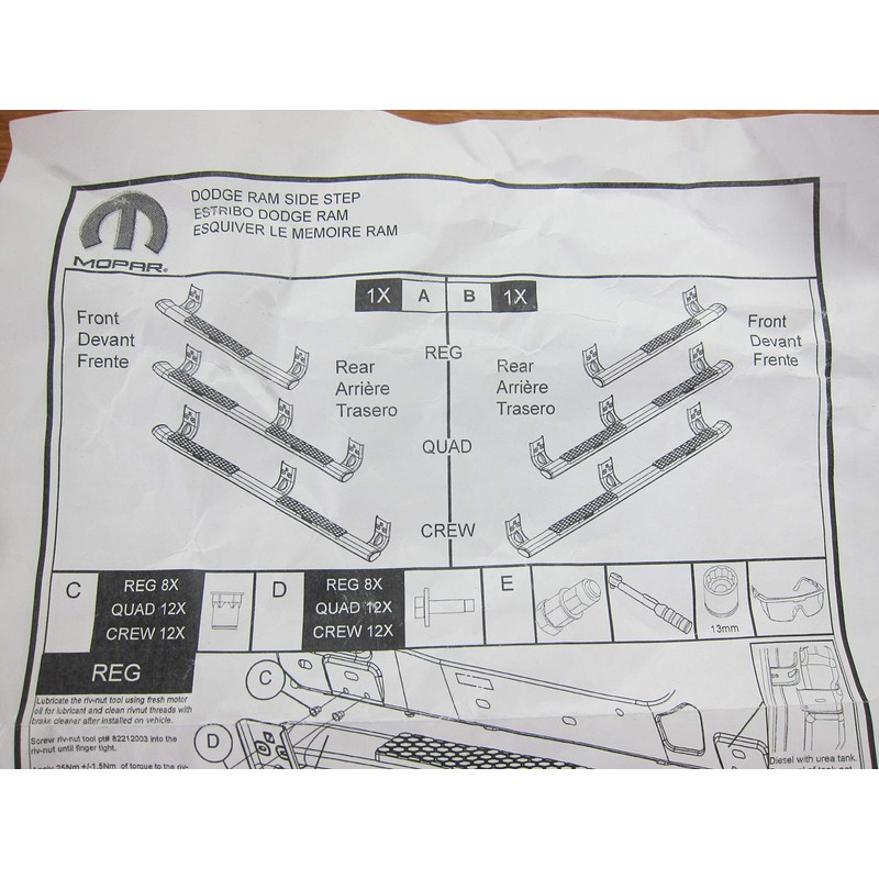 Mopar 2009-2013 Dodge Ram Side Step Hardware Mounting Kit New