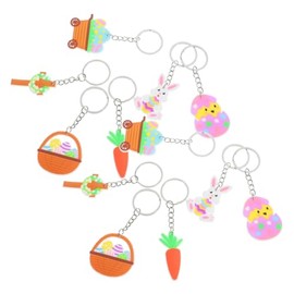 12 Piezas delicado llavero conejito largo accesorios Decoración de Pascua Decoración de fiesta de Pascua llavero huevo de pascua llavero de decoración clave Aleación de zinc