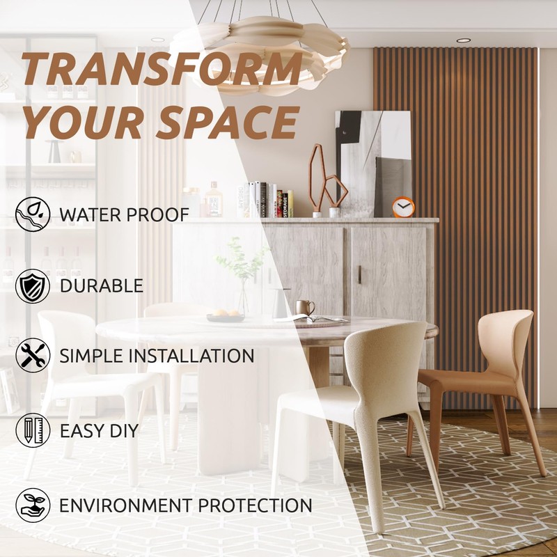 WPC Slat Wall Paneling, Modern Accent 3D Wall Panels, 8-Piece